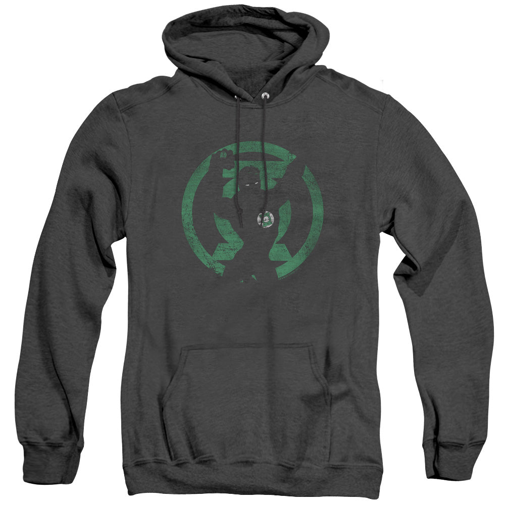 AN OFFCIALLY LICENSED DC GL SYMBOL KNOCKOUT ADULT UNISEX HEATHER PULLOVER HOODIE BLACK