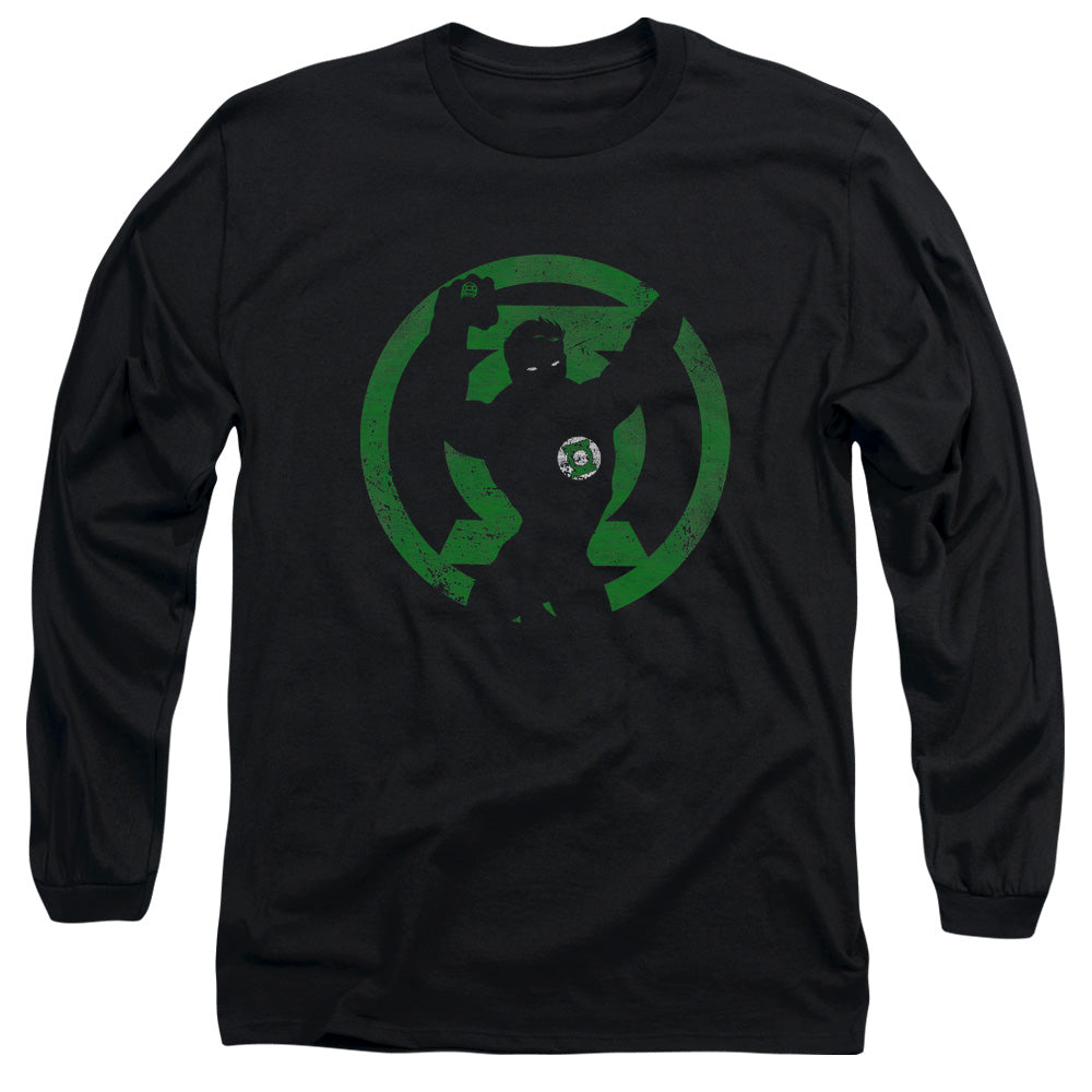 AN OFFCIALLY LICENSED DC GL SYMBOL KNOCKOUT MEN'S LONG SLEEVE T-SHIRT BLACK
