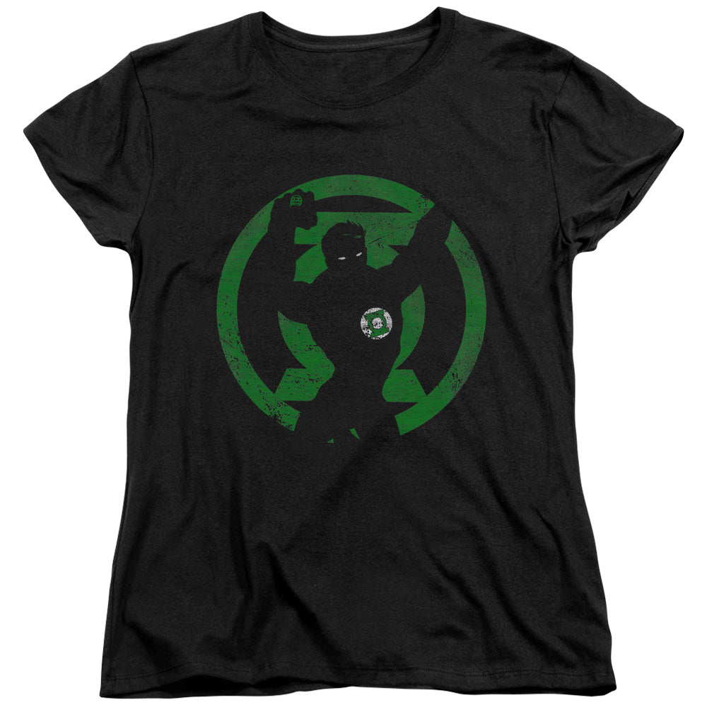 AN OFFCIALLY LICENSED DC GL SYMBOL KNOCKOUT WOMEN'S REGULAR FIT T-SHIRT BLACK