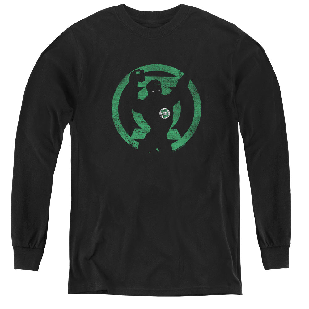 AN OFFCIALLY LICENSED DC GL SYMBOL KNOCKOUT YOUTH LONG SLEEVE T-SHIRT BLACK