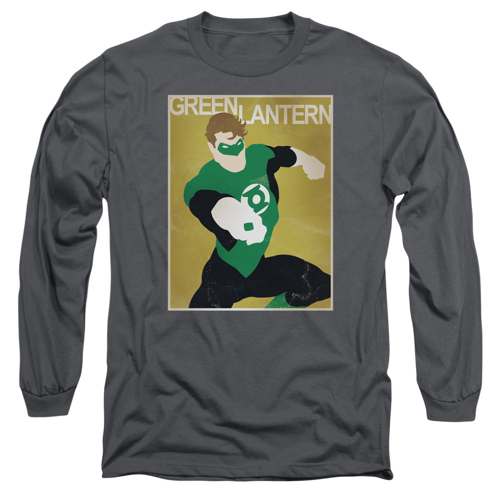 AN OFFCIALLY LICENSED DC SIMPLE GL POSTER MEN'S LONG SLEEVE T-SHIRT CHARCOAL