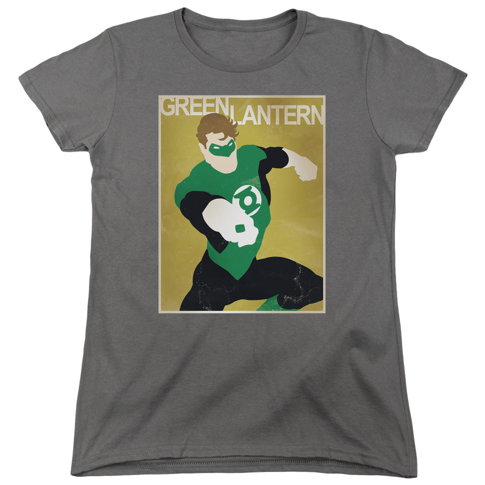 AN OFFCIALLY LICENSED DC SIMPLE GL POSTER WOMEN'S REGULAR FIT T-SHIRT CHARCOAL
