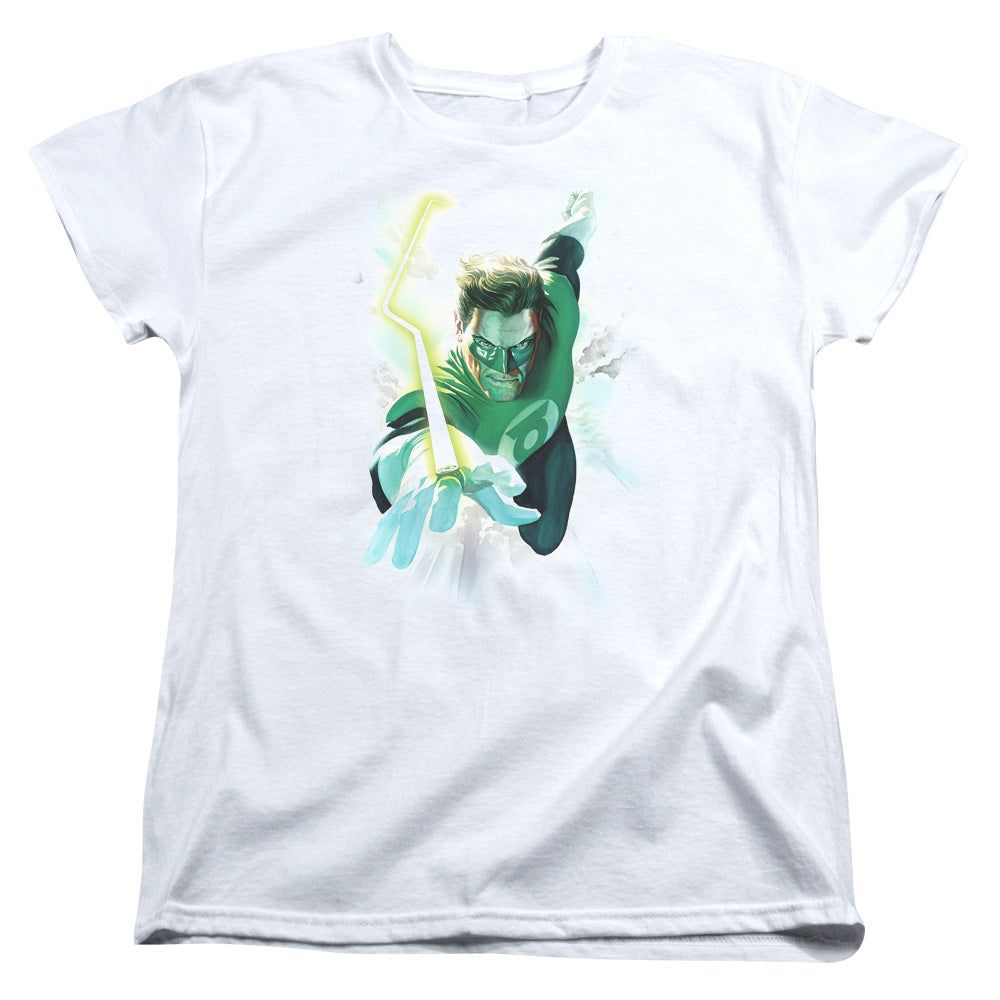 AN OFFCIALLY LICENSED GREEN LANTERN CLOUDS WOMEN'S REGULAR FIT T-SHIRT WHITE