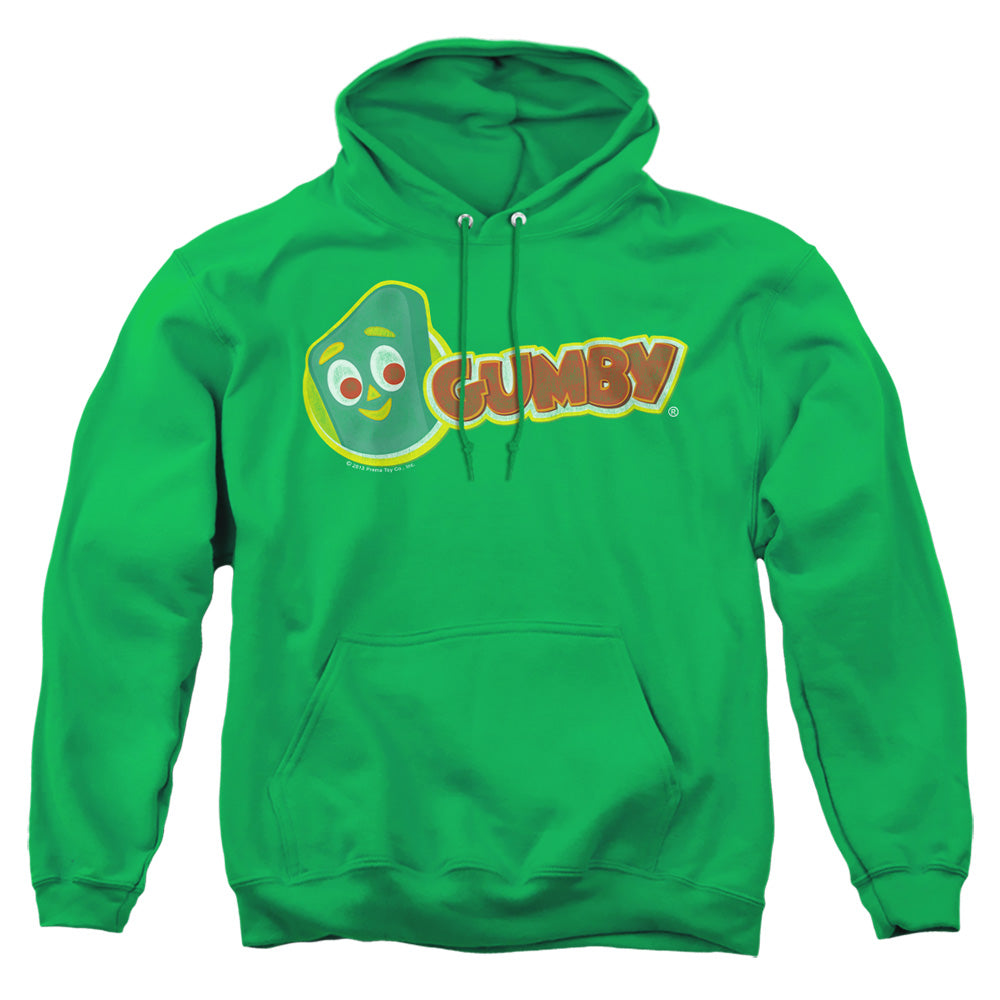 AN OFFCIALLY LICENSED GUMBY LOGO ADULT UNISEX PULLOVER HOODIE KELLY GREEN