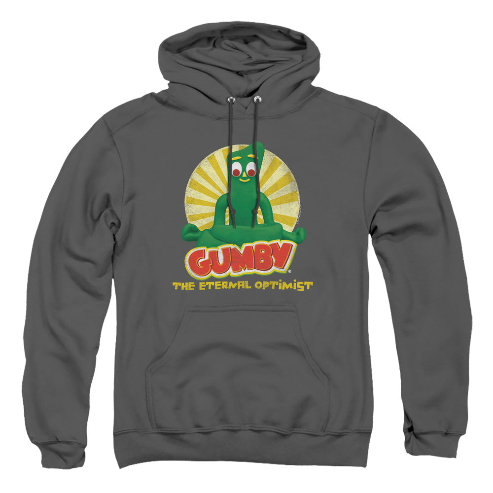 AN OFFCIALLY LICENSED GUMBY OPTIMIST ADULT UNISEX PULLOVER HOODIE CHARCOAL