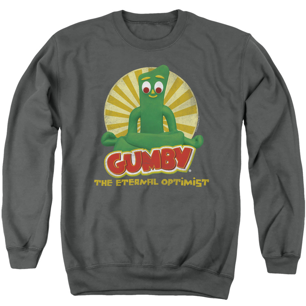 AN OFFCIALLY LICENSED GUMBY OPTIMIST ADULT UNISEX CREWNECK SWEATSHIRT CHARCOAL
