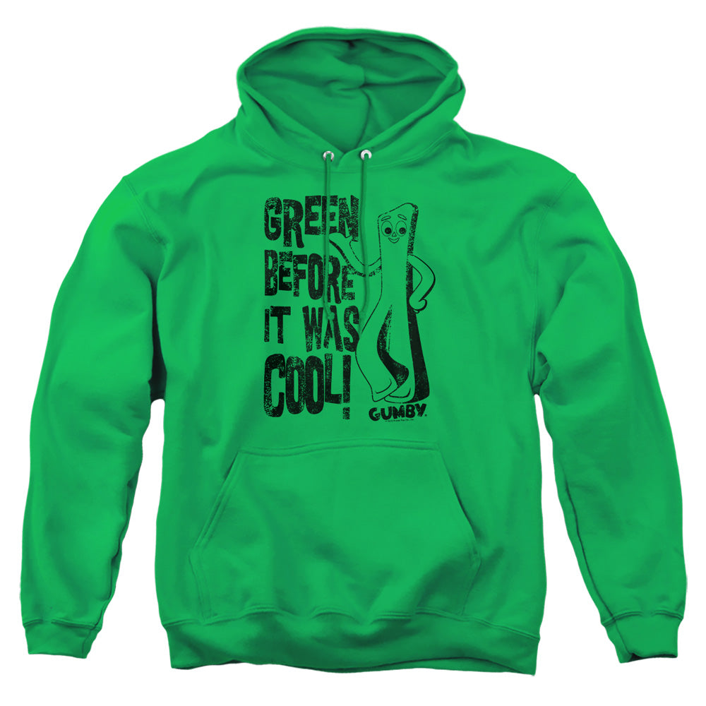 AN OFFCIALLY LICENSED GUMBY COOL GREEN ADULT UNISEX PULLOVER HOODIE KELLY GREEN