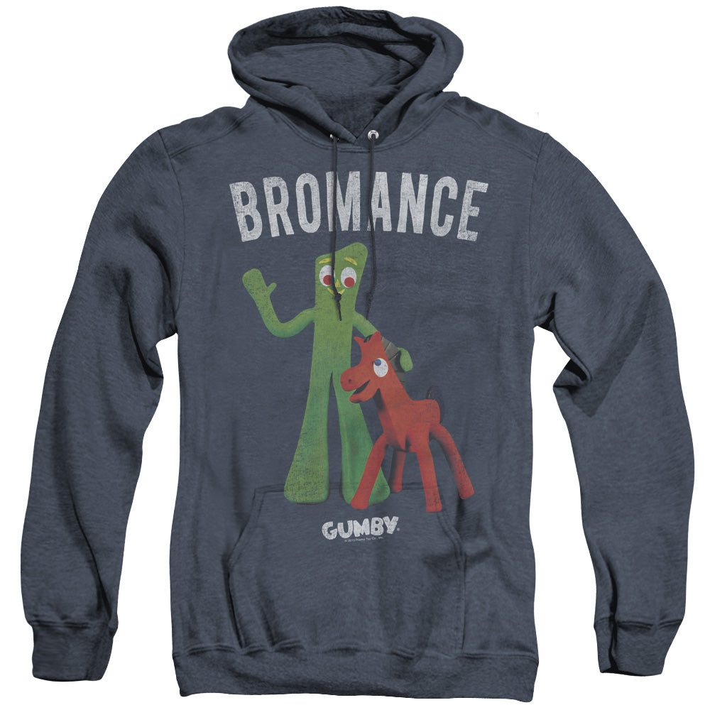 AN OFFCIALLY LICENSED GUMBY BROMANCE ADULT UNISEX HEATHER PULLOVER HOODIE NAVY