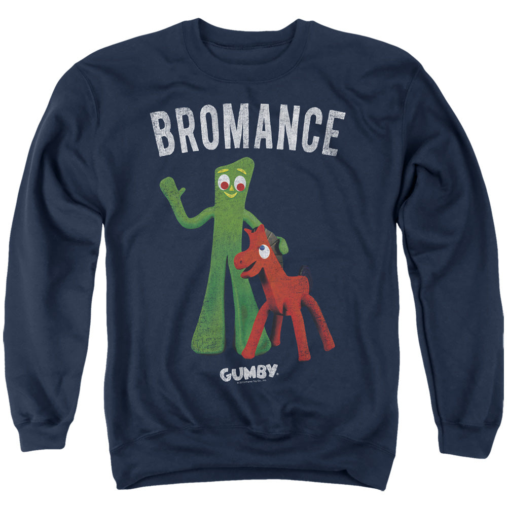 AN OFFCIALLY LICENSED GUMBY BROMANCE ADULT UNISEX CREWNECK SWEATSHIRT NAVY