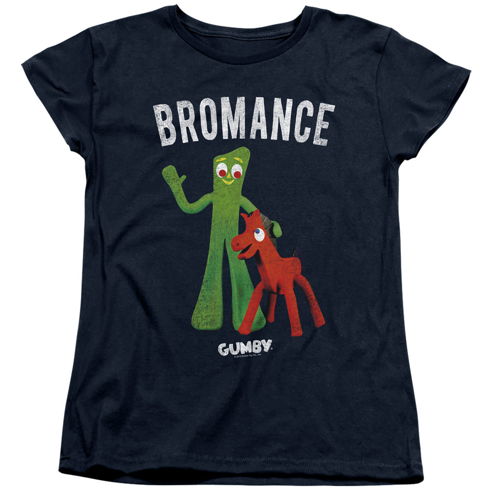 AN OFFCIALLY LICENSED GUMBY BROMANCE WOMEN'S REGULAR FIT T-SHIRT NAVY