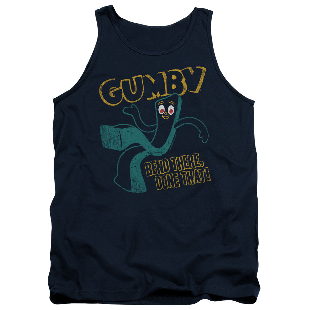 AN OFFCIALLY LICENSED GUMBY BEND THERE ADULT UNISEX TANK TOP NAVY