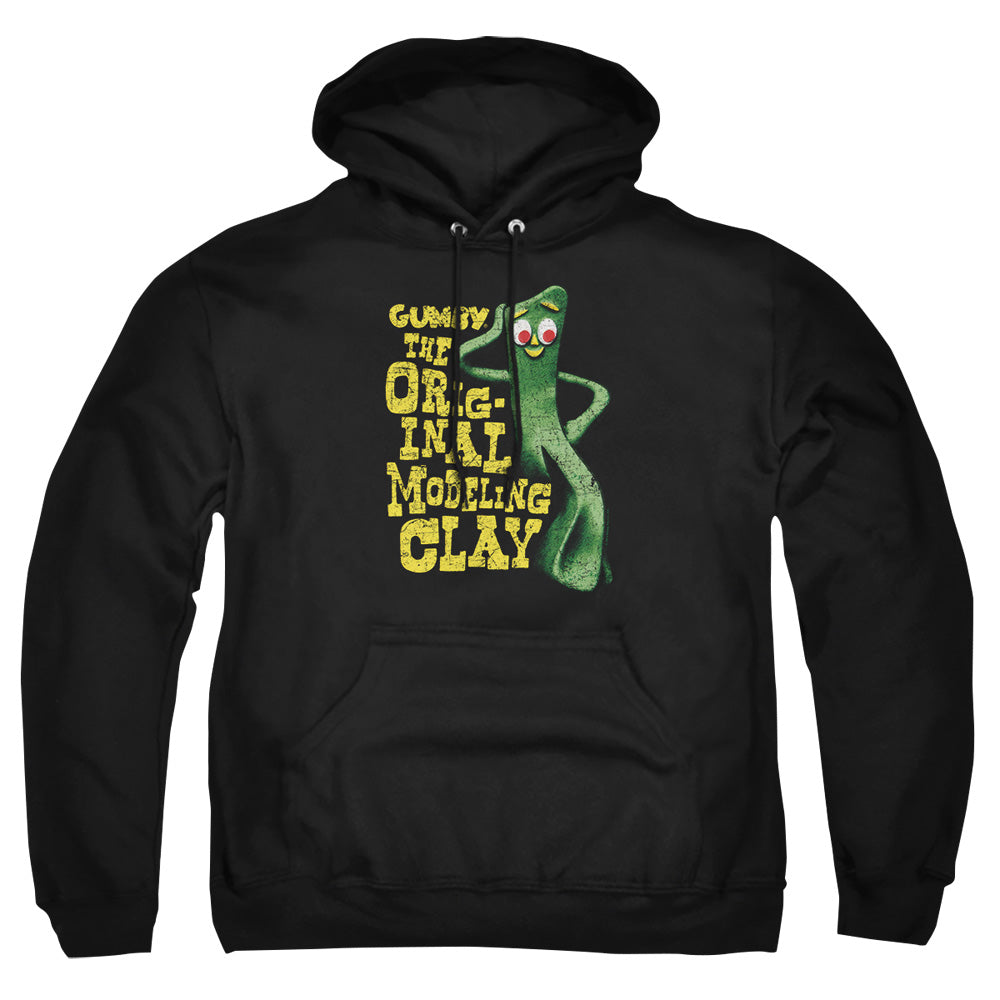 AN OFFCIALLY LICENSED GUMBY SO PUNNY ADULT UNISEX PULLOVER HOODIE BLACK