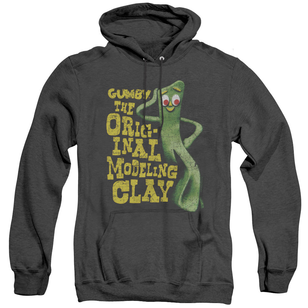 AN OFFCIALLY LICENSED GUMBY SO PUNNY ADULT UNISEX HEATHER PULLOVER HOODIE BLACK