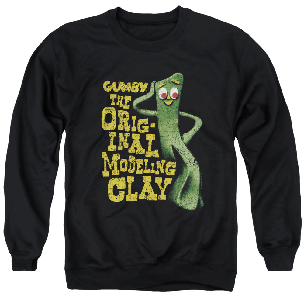 AN OFFCIALLY LICENSED GUMBY SO PUNNY ADULT UNISEX CREWNECK SWEATSHIRT BLACK