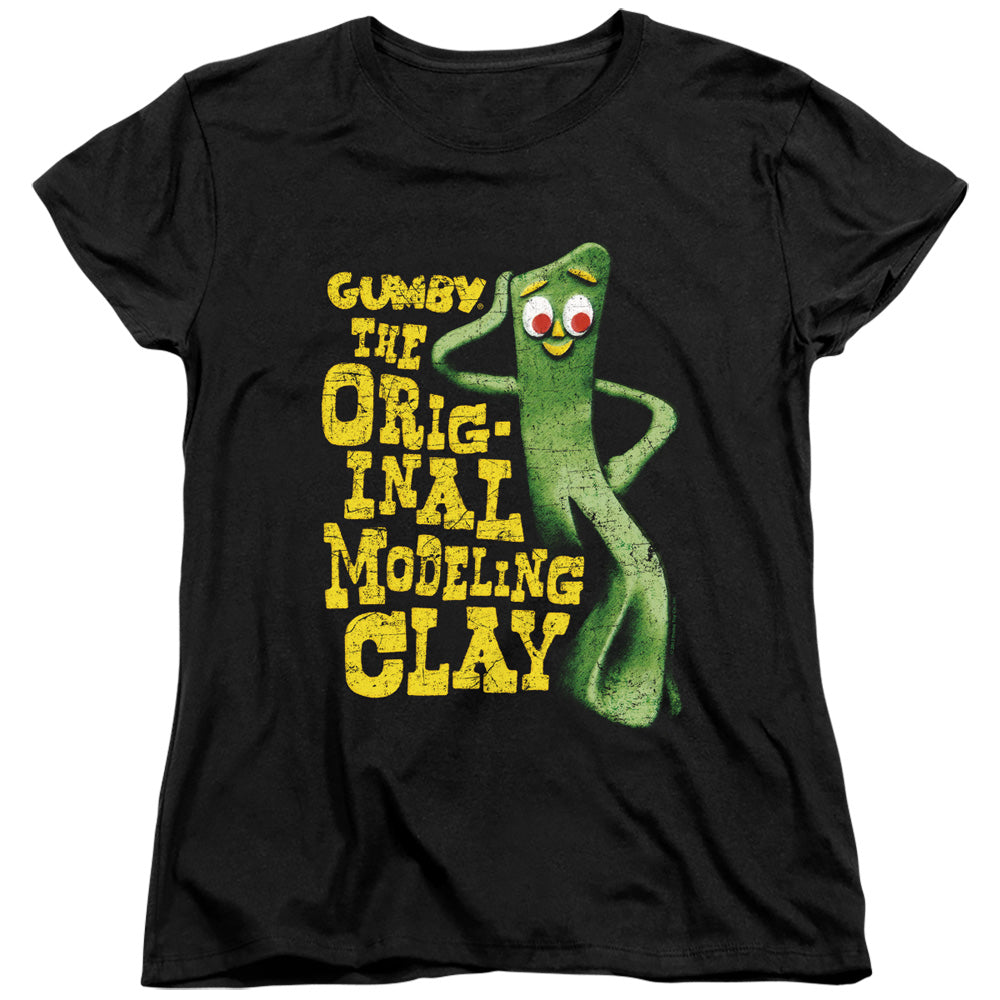 AN OFFCIALLY LICENSED GUMBY SO PUNNY WOMEN'S REGULAR FIT T-SHIRT BLACK
