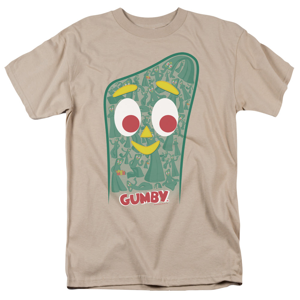 AN OFFCIALLY LICENSED GUMBY INSIDE GUMBY MEN'S REGULAR FIT T-SHIRT SAND