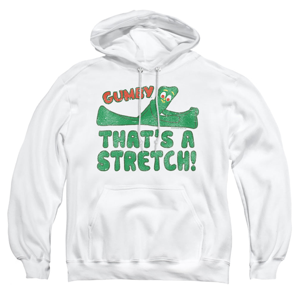 AN OFFCIALLY LICENSED GUMBY THAT’S A STRETCH ADULT UNISEX PULLOVER HOODIE WHITE