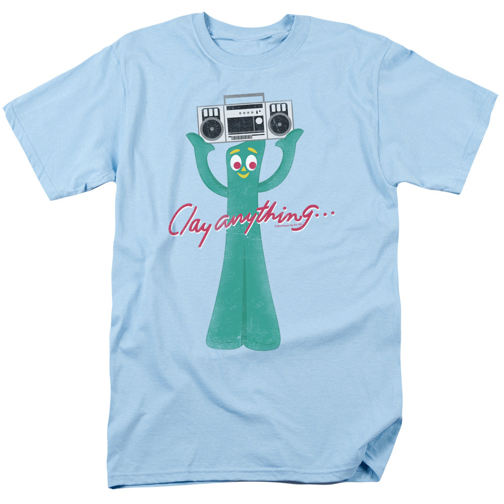 AN OFFCIALLY LICENSED GUMBY CLAY ANYTHING MEN'S REGULAR FIT T-SHIRT LIGHT BLUE