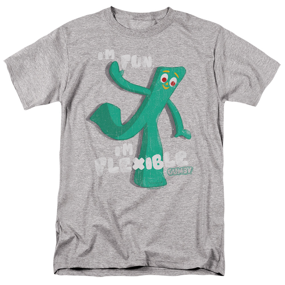 AN OFFCIALLY LICENSED GUMBY FLEX MEN'S REGULAR FIT T-SHIRT ATHLETIC HEATHER