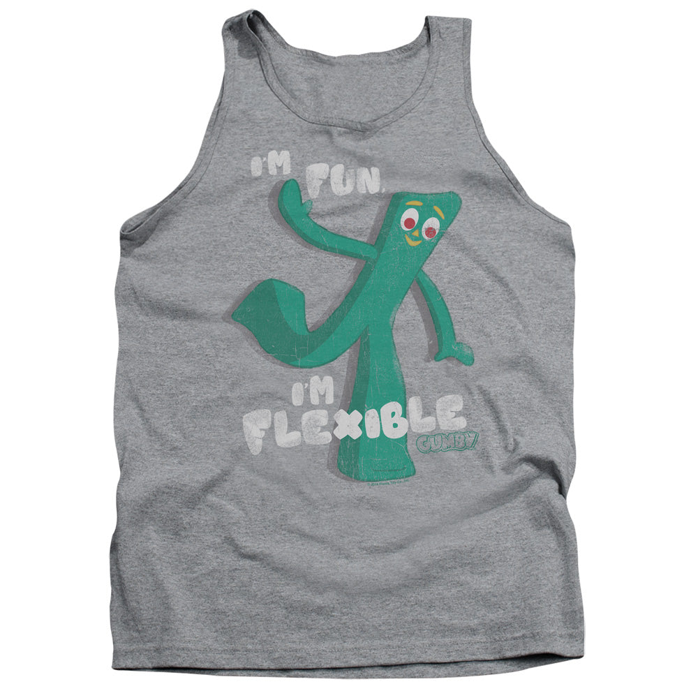AN OFFCIALLY LICENSED GUMBY FLEX ADULT UNISEX TANK TOP ATHLETIC HEATHER