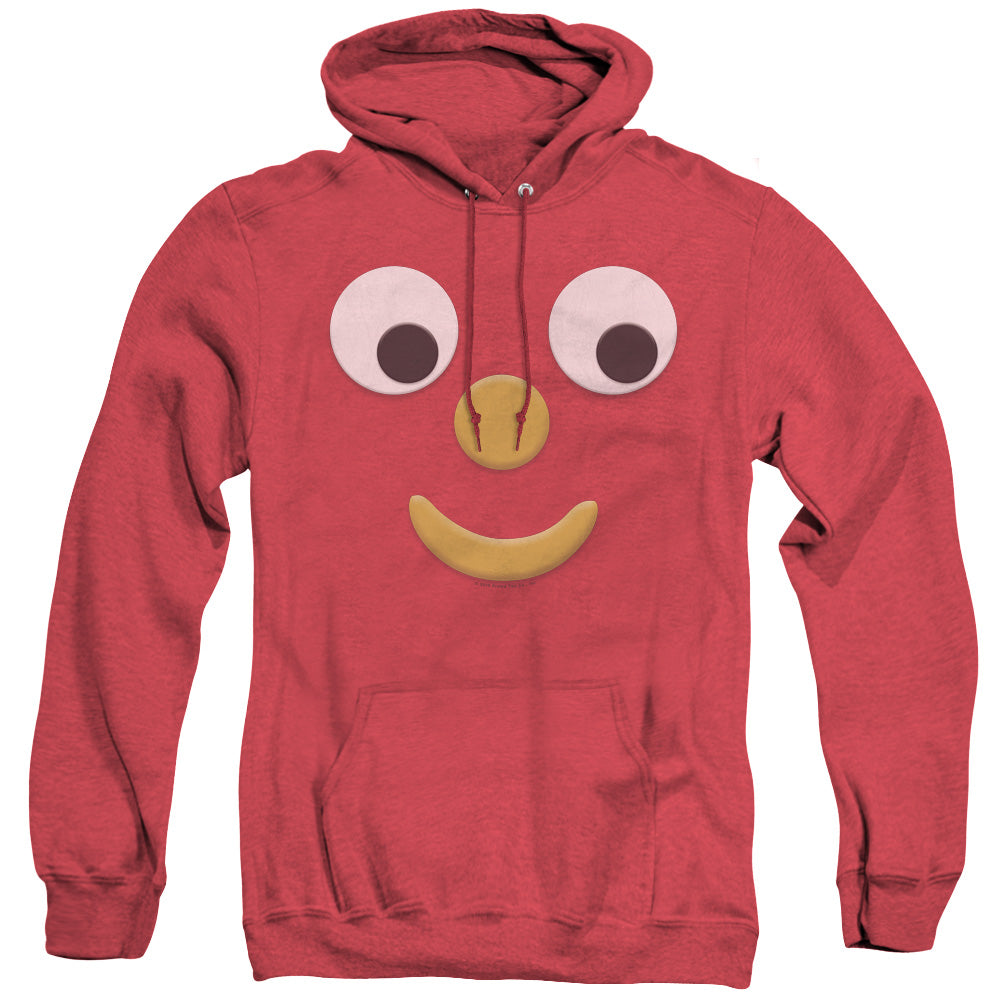 AN OFFCIALLY LICENSED GUMBY BLOCKHEAD J ADULT UNISEX HEATHER PULLOVER HOODIE RED