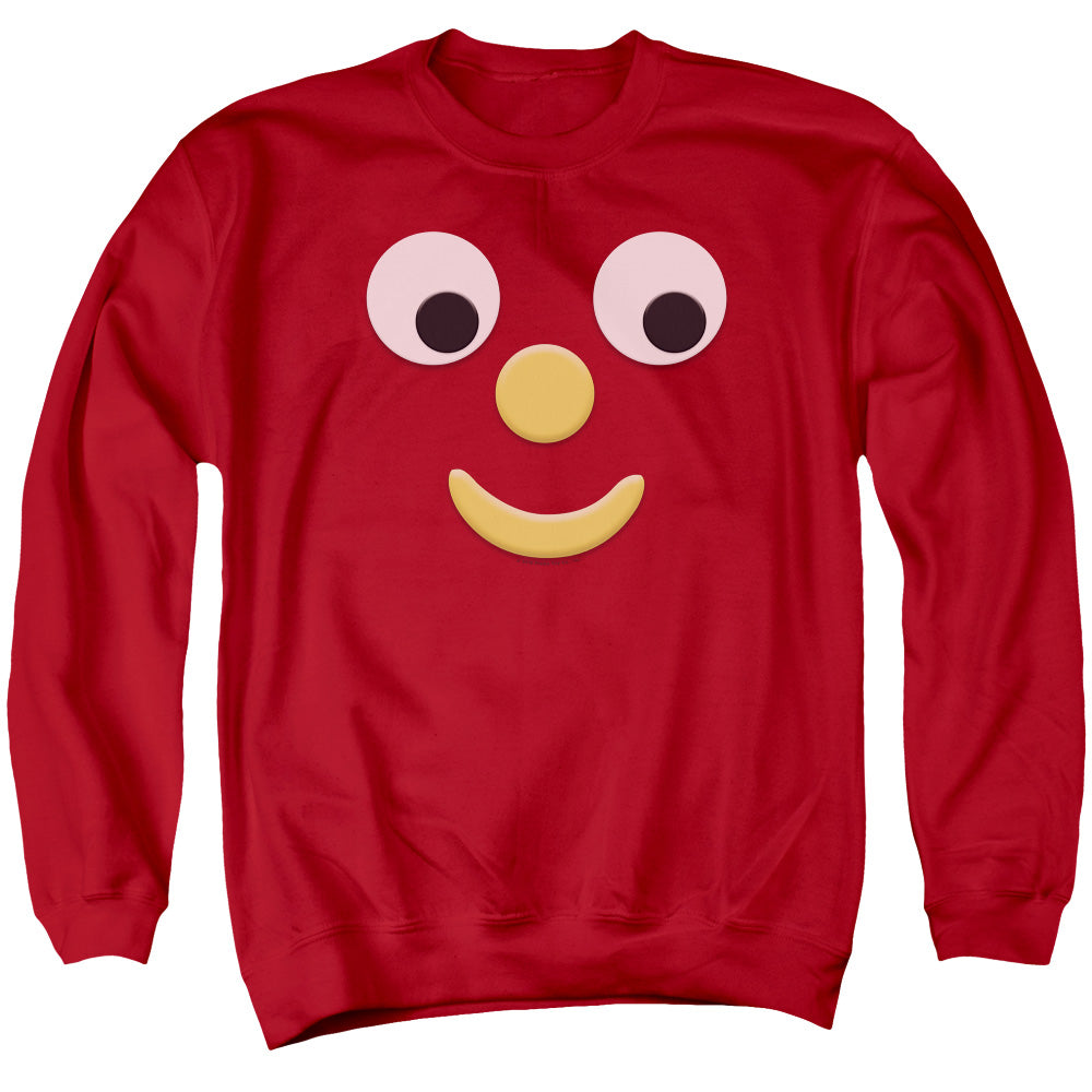 AN OFFCIALLY LICENSED GUMBY BLOCKHEAD J ADULT UNISEX CREWNECK SWEATSHIRT RED