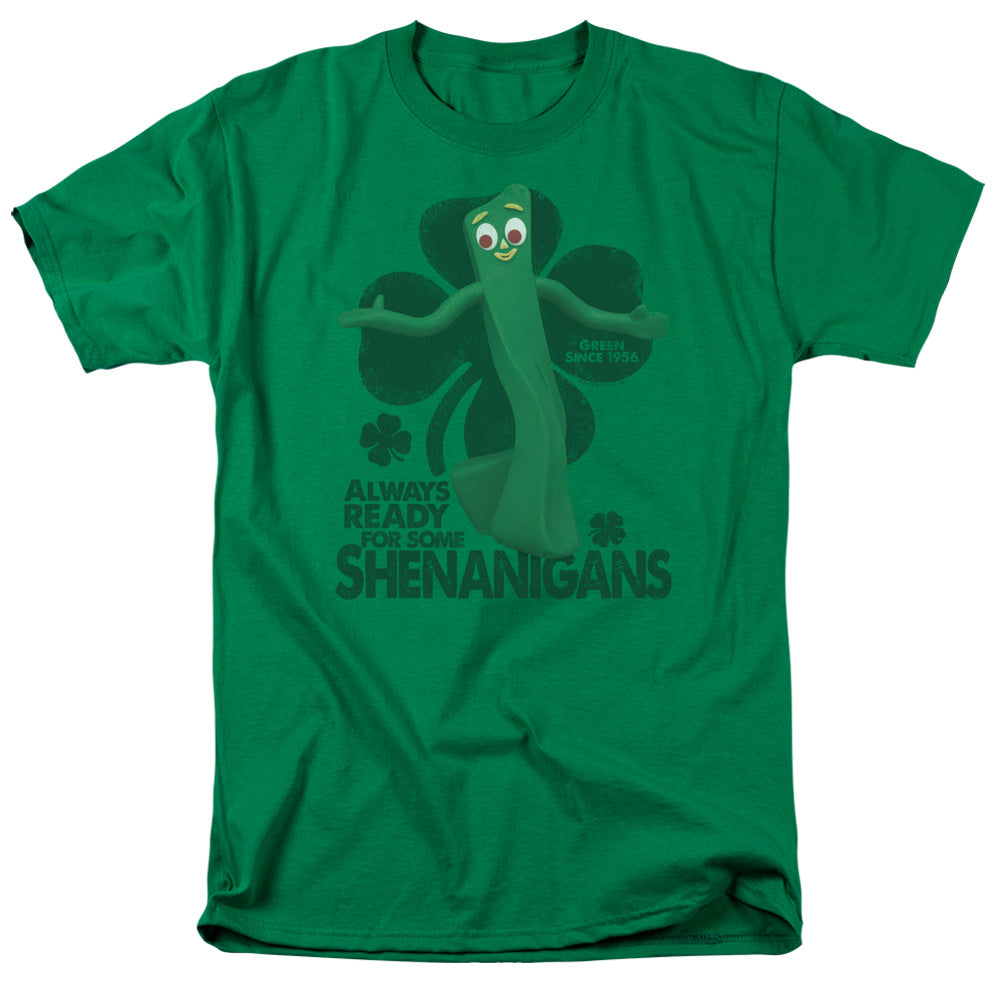 AN OFFCIALLY LICENSED GUMBY SHENANIGANS MEN'S REGULAR FIT T-SHIRT KELLY GREEN