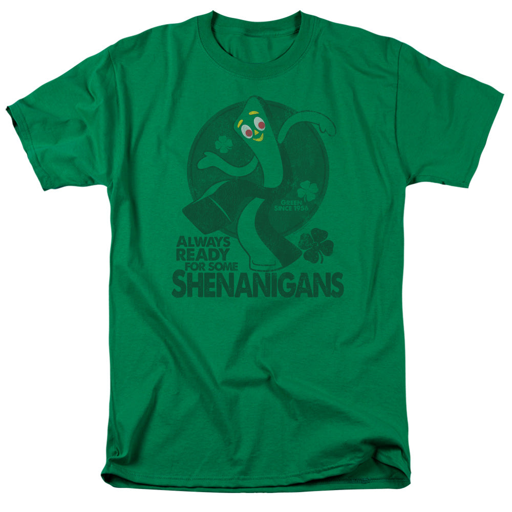 AN OFFCIALLY LICENSED GUMBY MORE SHENANIGANS MEN'S REGULAR FIT T-SHIRT KELLY GREEN