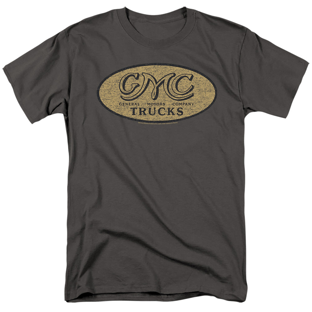 AN OFFCIALLY LICENSED GMC VINTAGE OVAL LOGO MEN'S REGULAR FIT T-SHIRT CHARCOAL