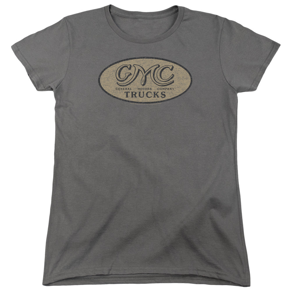 AN OFFCIALLY LICENSED GMC VINTAGE OVAL LOGO WOMEN'S REGULAR FIT T-SHIRT CHARCOAL