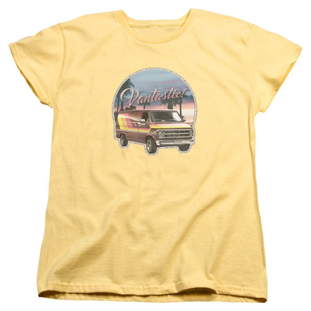 AN OFFCIALLY LICENSED GMC VANTASTIC WOMEN'S REGULAR FIT T-SHIRT BANANA