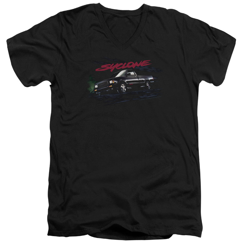AN OFFCIALLY LICENSED GMC SYCLONE MEN'S V-NECK T-SHIRT BLACK
