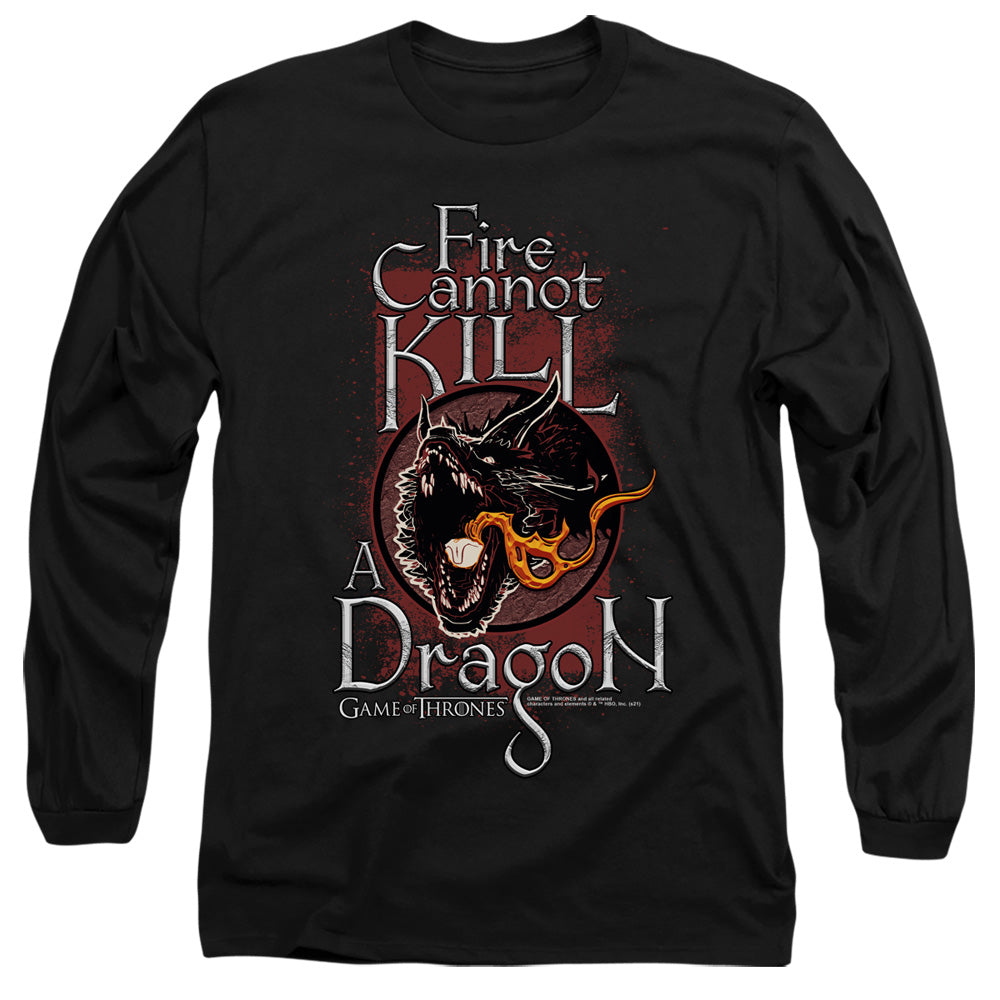 AN OFFCIALLY LICENSED GAME OF THRONES FIRE CANNOT KILL A DRAGON MEN'S LONG SLEEVE T-SHIRT BLACK
