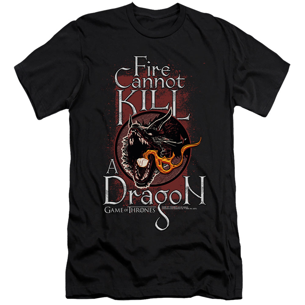 AN OFFCIALLY LICENSED GAME OF THRONES FIRE CANNOT KILL A DRAGON MEN'S PREMIUM SLIM FIT T-SHIRT BLACK