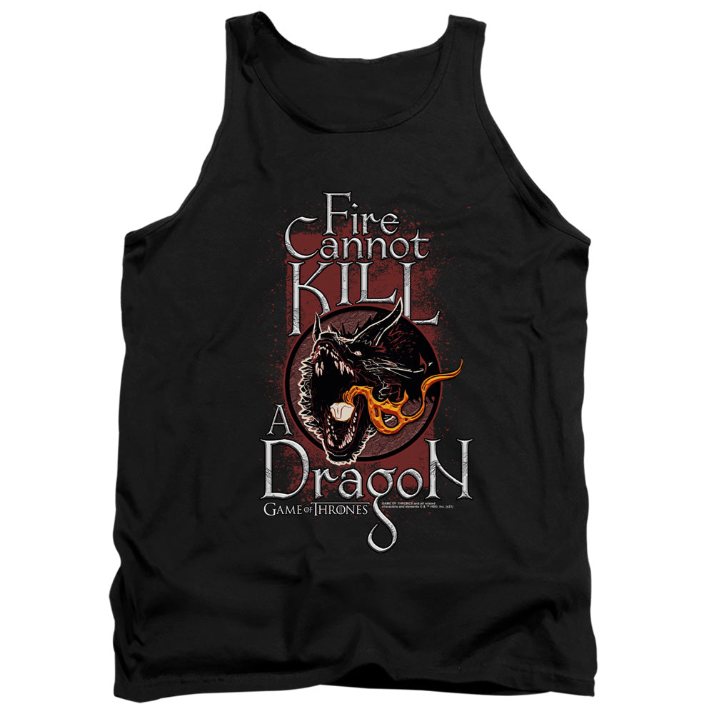 AN OFFCIALLY LICENSED GAME OF THRONES FIRE CANNOT KILL A DRAGON ADULT UNISEX TANK TOP BLACK
