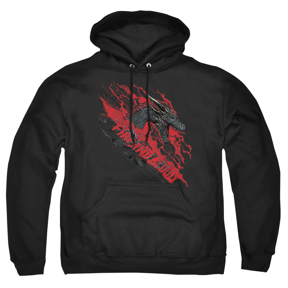 AN OFFCIALLY LICENSED GAME OF THRONES FIRE AND BLOOD DRAGON ADULT UNISEX PULLOVER HOODIE BLACK