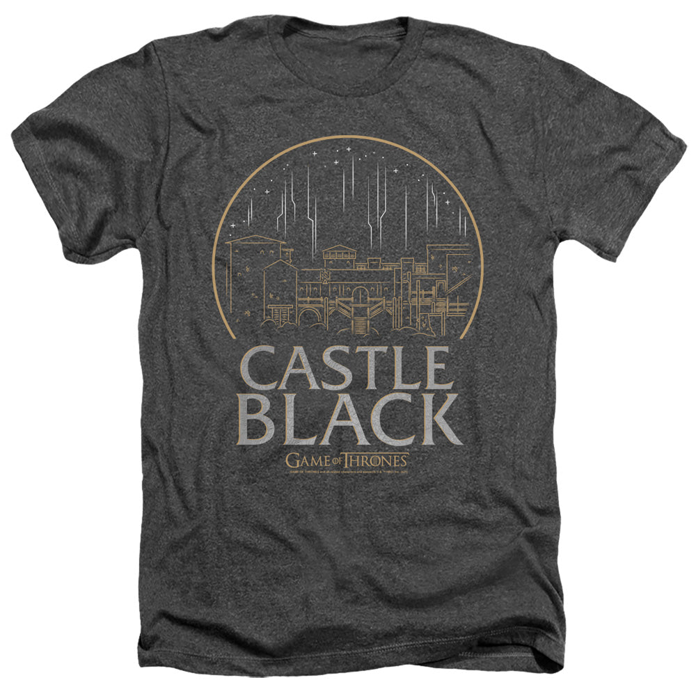 AN OFFCIALLY LICENSED GAME OF THRONES CASTLE BLACK MEN'S HEATHER T-SHIRT CHARCOAL
