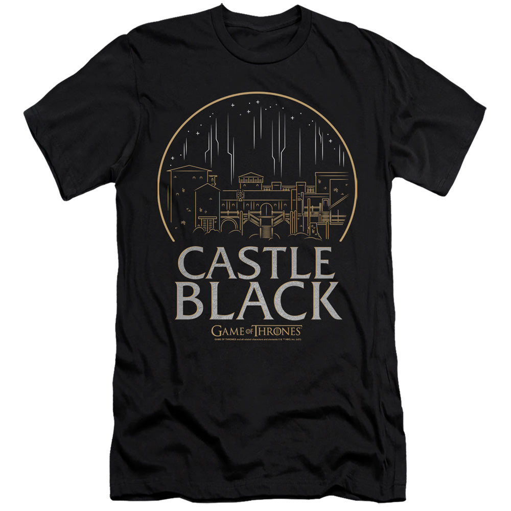 AN OFFCIALLY LICENSED GAME OF THRONES CASTLE BLACK MEN'S PREMIUM SLIM FIT T-SHIRT BLACK
