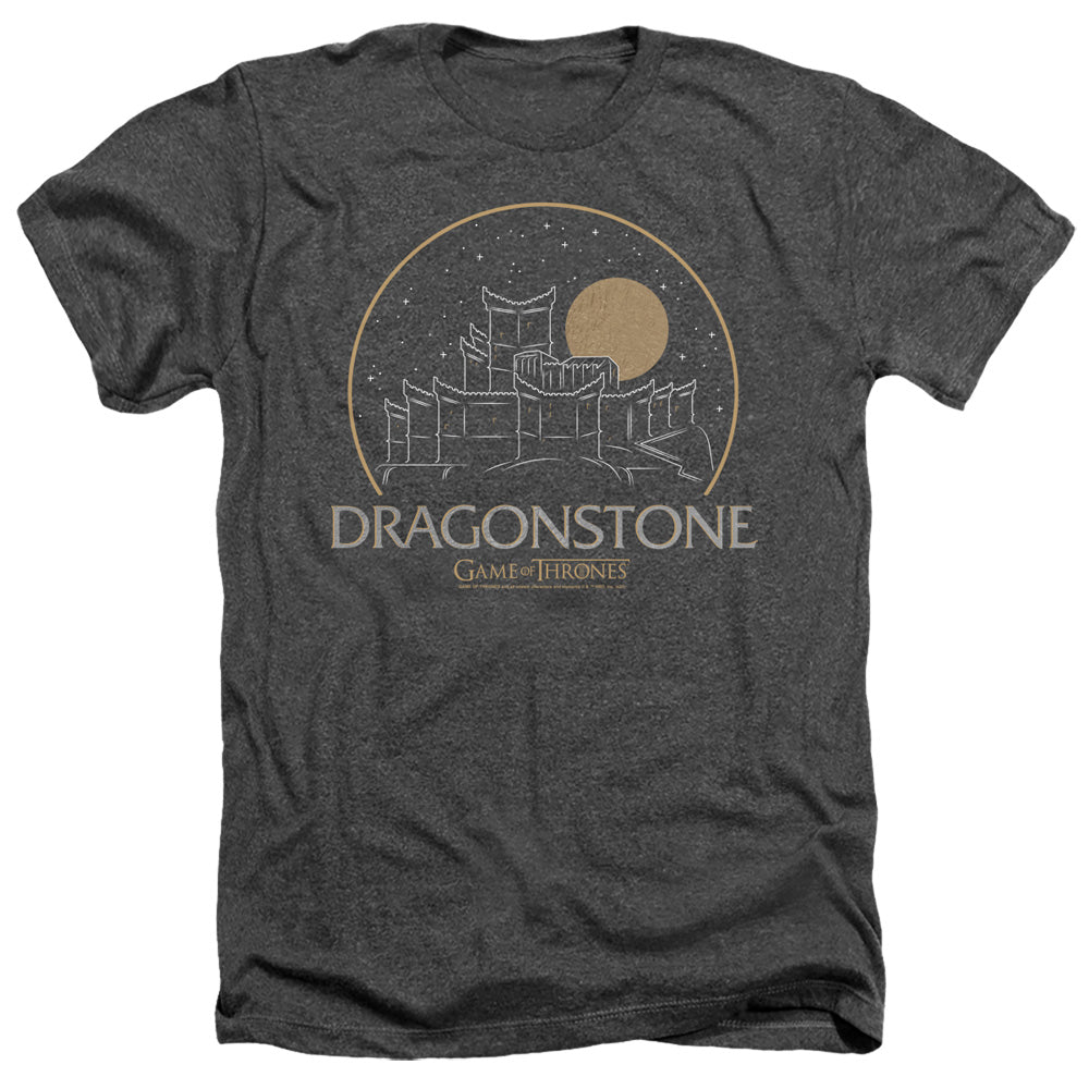 AN OFFCIALLY LICENSED GAME OF THRONES DRAGONSTONE MEN'S HEATHER T-SHIRT CHARCOAL