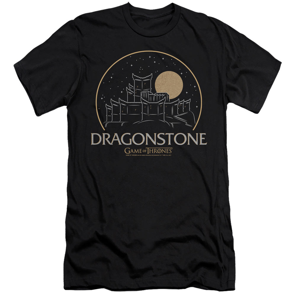 AN OFFCIALLY LICENSED GAME OF THRONES DRAGONSTONE MEN'S PREMIUM SLIM FIT T-SHIRT BLACK