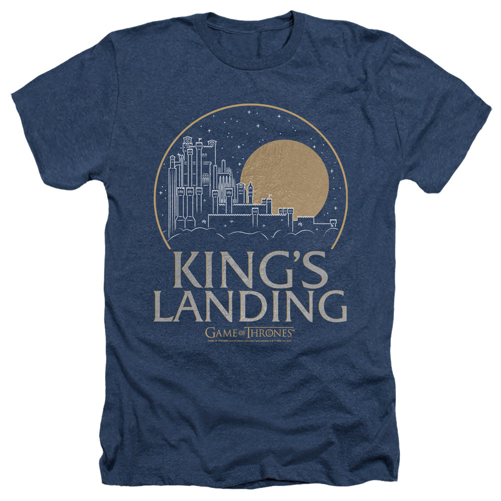 AN OFFCIALLY LICENSED GAME OF THRONES KINGS LANDING MEN'S HEATHER T-SHIRT NAVY