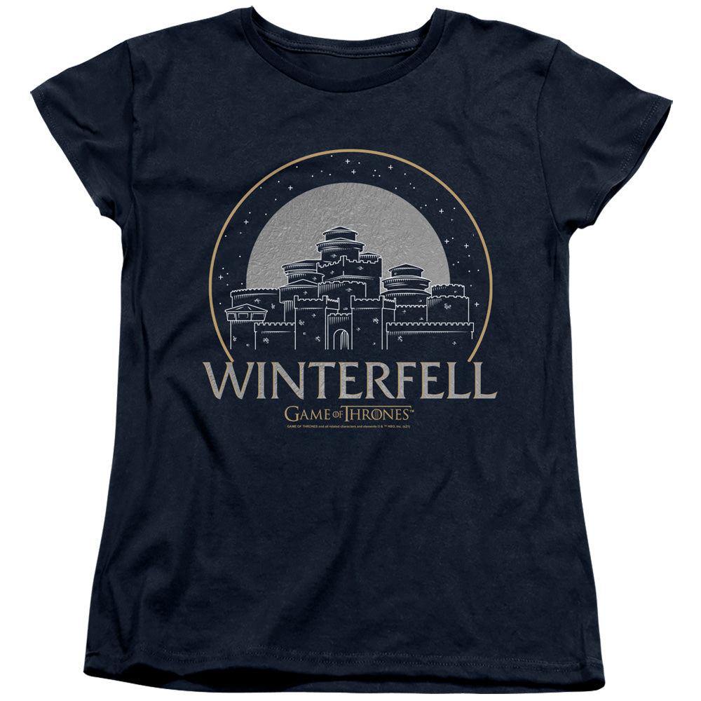 AN OFFCIALLY LICENSED GAME OF THRONES WINTERFELL WOMEN'S REGULAR FIT T-SHIRT NAVY
