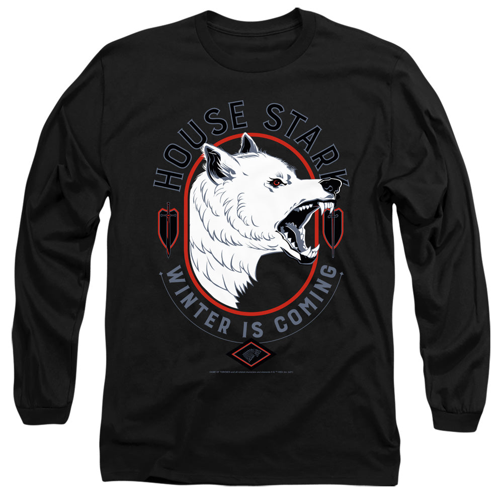 AN OFFCIALLY LICENSED GAME OF THRONES HOUSE STARK WINTER IS COMING MEN'S LONG SLEEVE T-SHIRT BLACK
