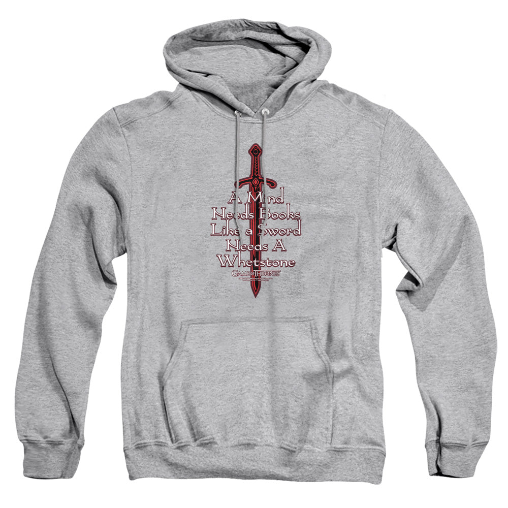 AN OFFCIALLY LICENSED GAME OF THRONES THE MIND NEEDS BOOKS ADULT UNISEX PULLOVER HOODIE ATHLETIC HEATHER