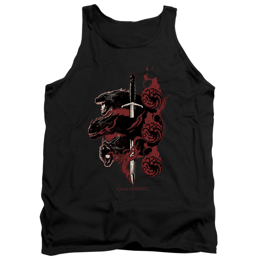 AN OFFCIALLY LICENSED GAME OF THRONES TARGARYEN DRAGONS ADULT UNISEX TANK TOP BLACK