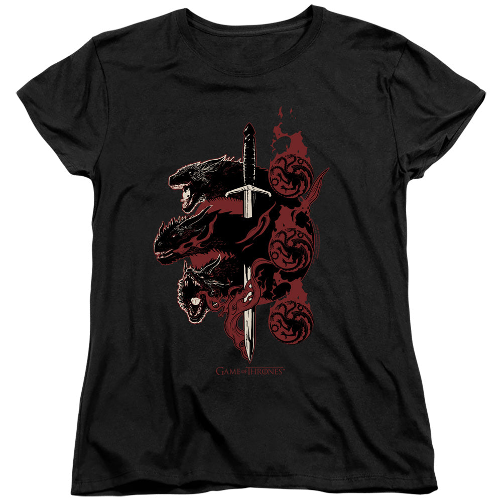 AN OFFCIALLY LICENSED GAME OF THRONES TARGARYEN DRAGONS WOMEN'S REGULAR FIT T-SHIRT BLACK