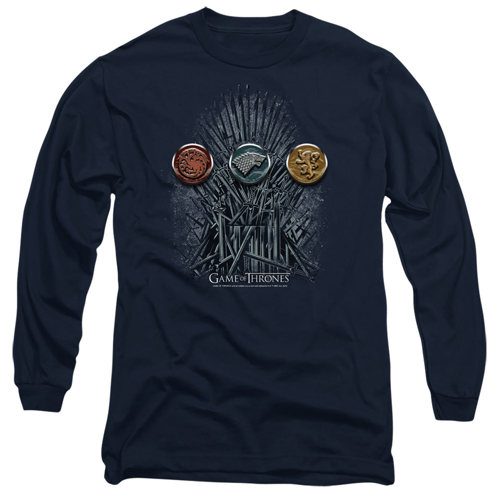 AN OFFCIALLY LICENSED GAME OF THRONES FOR THE THRONE SIGILS MEN'S LONG SLEEVE T-SHIRT NAVY