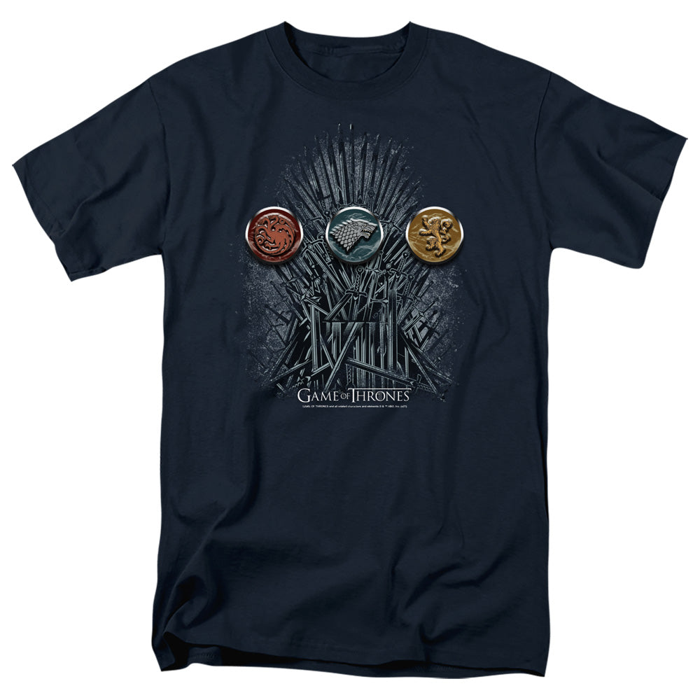 AN OFFCIALLY LICENSED GAME OF THRONES FOR THE THRONE SIGILS MEN'S REGULAR FIT T-SHIRT NAVY