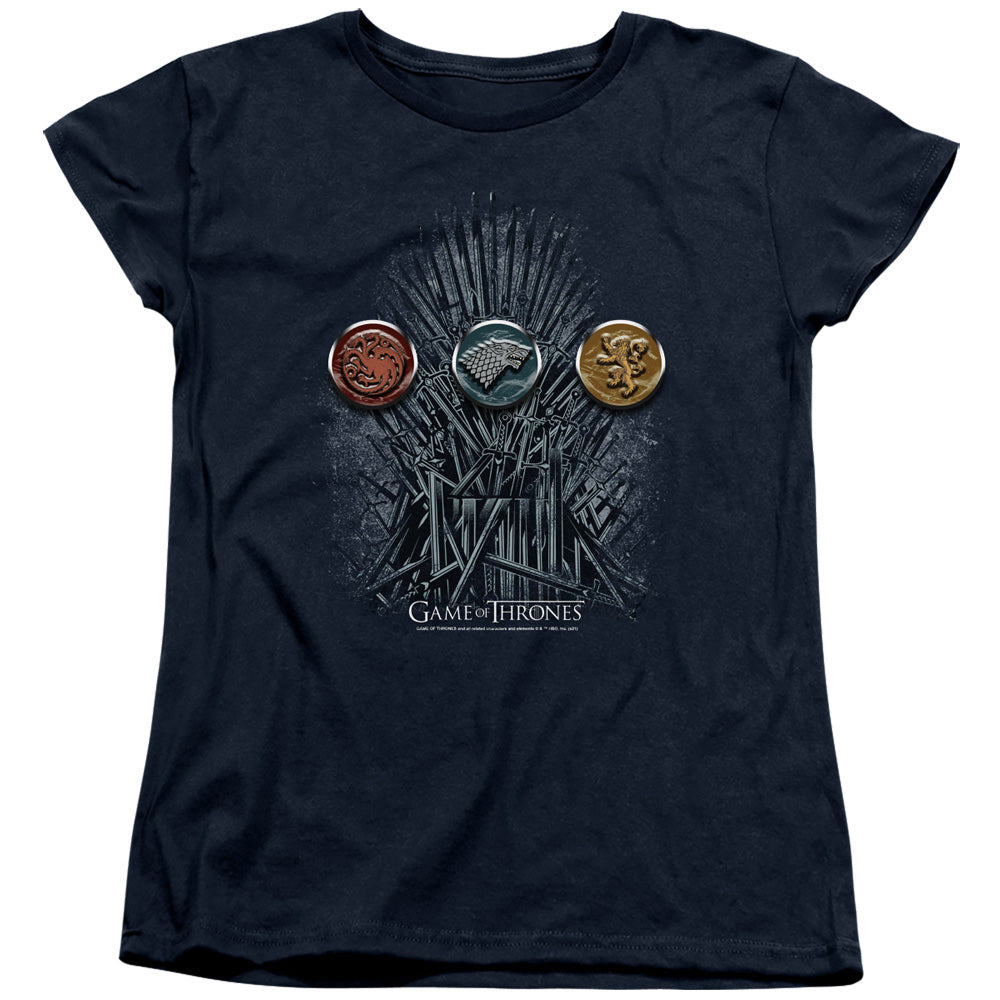 AN OFFCIALLY LICENSED GAME OF THRONES FOR THE THRONE SIGILS WOMEN'S REGULAR FIT T-SHIRT NAVY