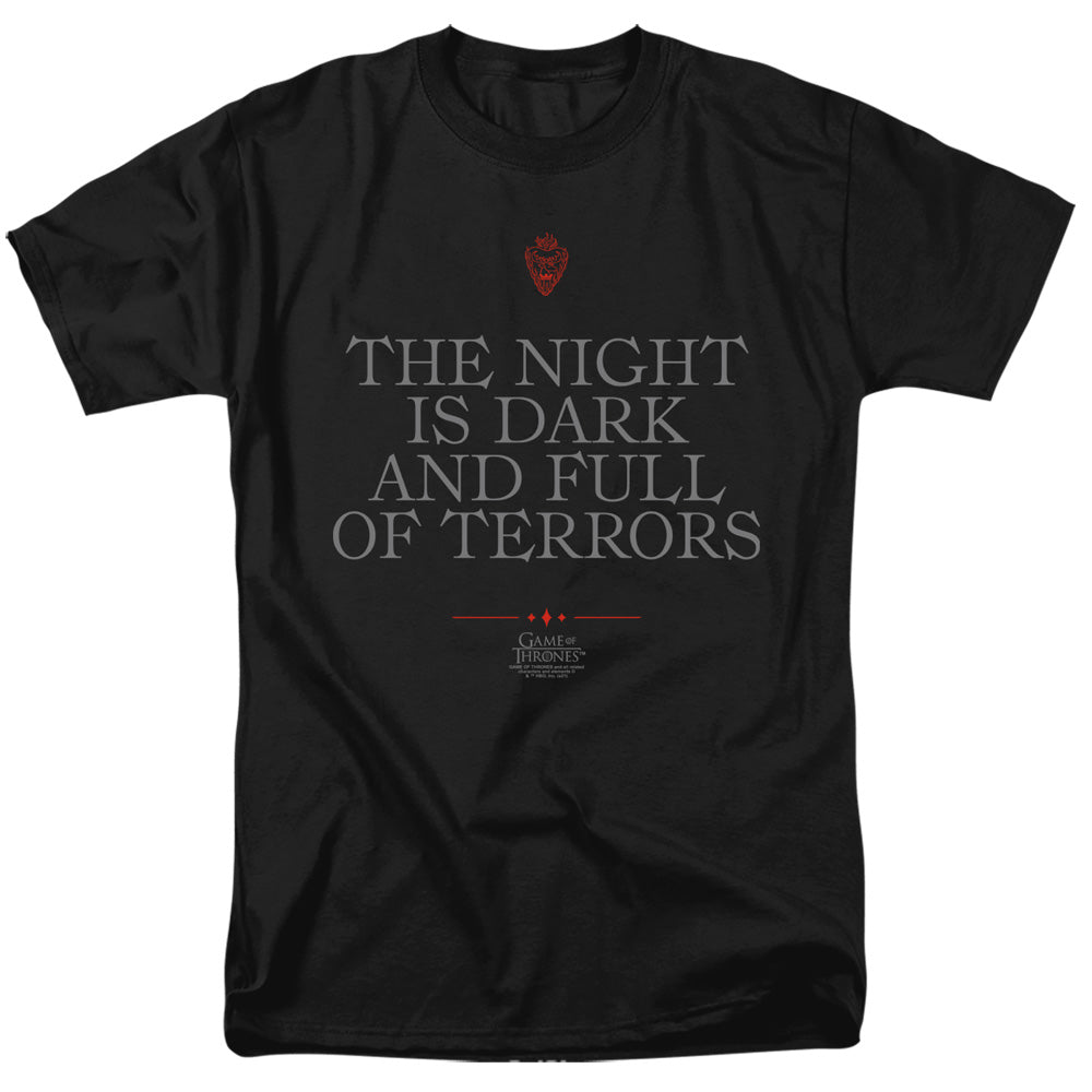 AN OFFCIALLY LICENSED GAME OF THRONES NIGHT IS DARK MEN'S REGULAR FIT T-SHIRT BLACK